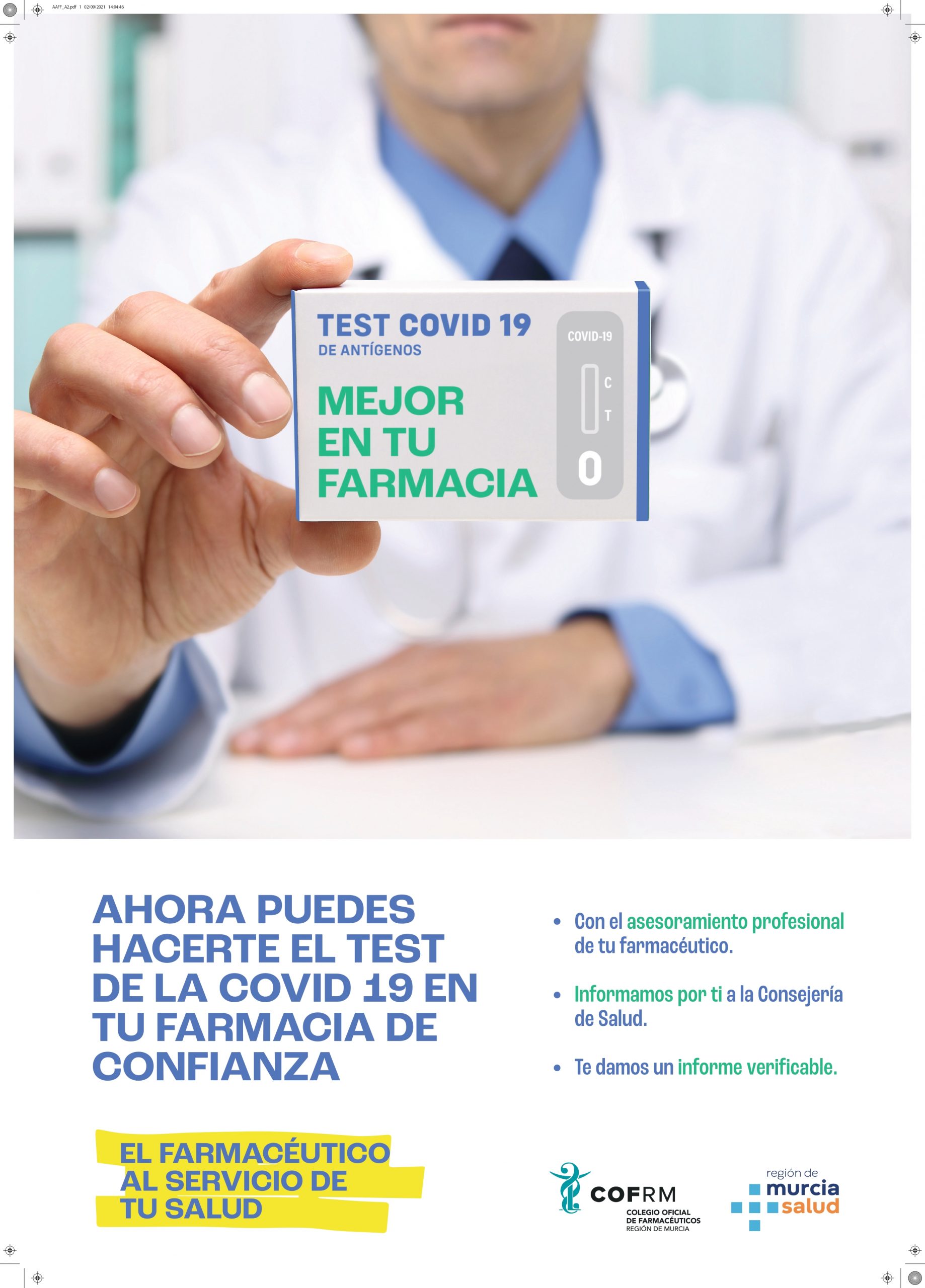 El COFRM y la consejería de Salud prorrogan el programa sanitario de test autodiagnóstico de covid en las farmacias